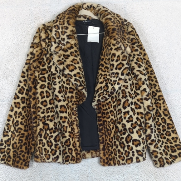 Love Token Women's Leopard Print Faux Fur Cardigan Jacket Size‎ XS - Picture 1 of 7